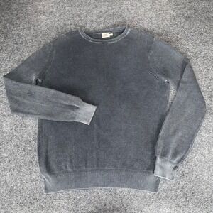 Faherty Mens Sunwashed Crewneck Sweater Gray Waffle Knit Casual Soft Pullover